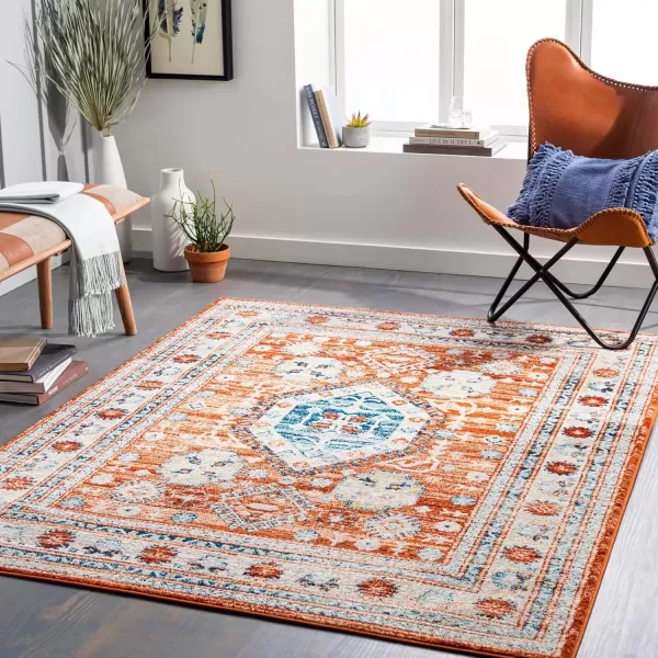 imageArtistic Weavers Tevazu Vintage Area Rug53quot x 7Light BlueBurnt Orange