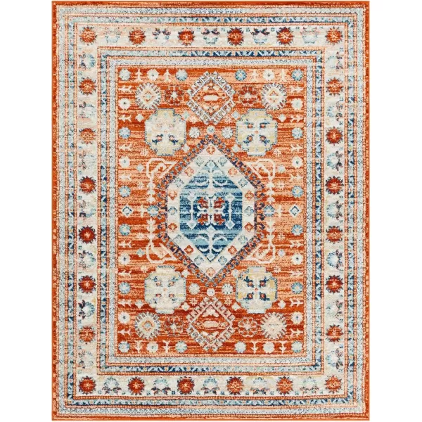 imageArtistic Weavers Tevazu Vintage Area Rug53quot x 7Light BlueBurnt Orange