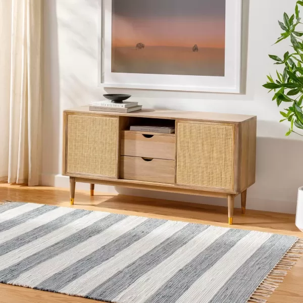 imageLivabliss Cotone Cottage Striped Area Rug5 x 76quot BlueGrayCharcoal
