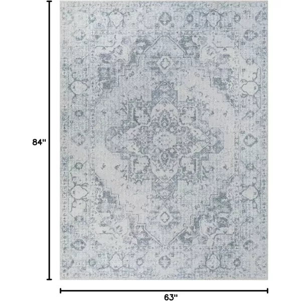 imageLivabliss Lillian Vintage Washable Area Rug 53quot x 7 Blue Gray 5 x 7