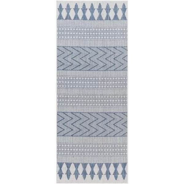 imageLivabliss Long Beach Area Rug 53quot x 7 Dark BlueTealBlueWhite