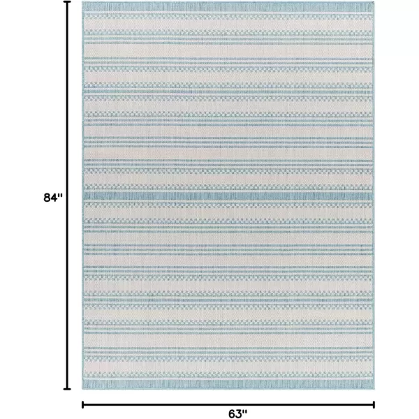 imageLivabliss Long Beach Global Area Rug 53quot x 7 BlueCream 5 x 7BlueCream