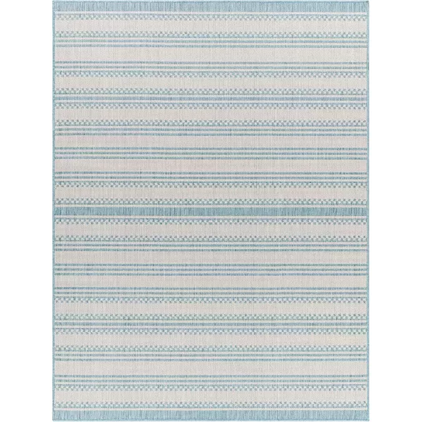 imageLivabliss Long Beach Global Area Rug 53quot x 7 BlueCream 5 x 7BlueCream