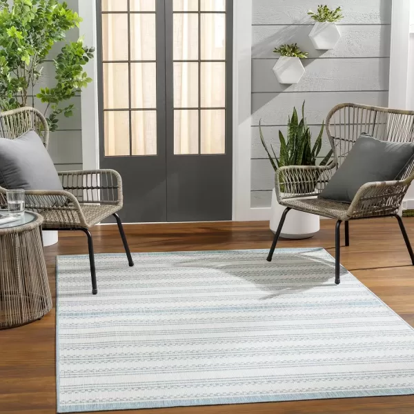 imageLivabliss Long Beach Global Area Rug 53quot x 7 BlueCream 5 x 7BlueCream