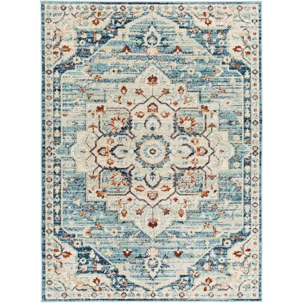 imageRedondo Beach Outdoor Boho Area Rug53quot x 7Light GreyBlueAquaCream