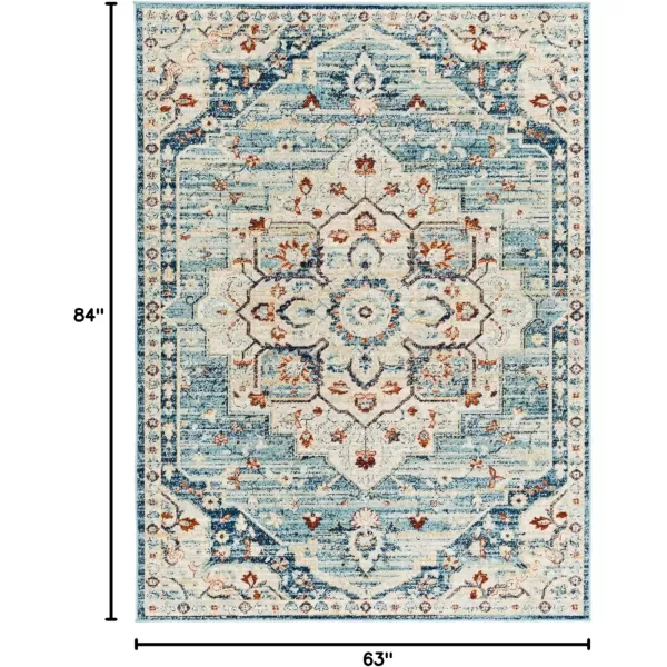 imageRedondo Beach Outdoor Boho Area Rug53quot x 7Light GreyBlueAquaCream