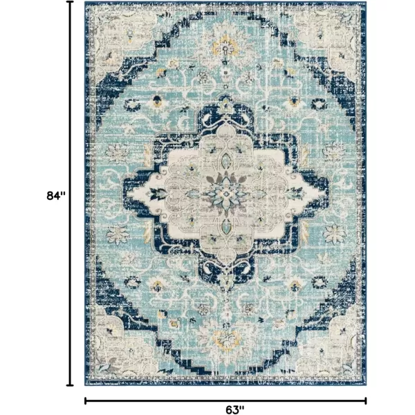 imageRedondo Beach Outdoor Boho Area Rug53quot x 7Light GreyBlueAquaGrey