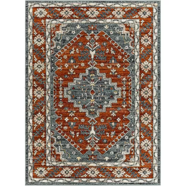 imageRedondo Beach Outdoor Boho Area Rug53quot x 7Light GreyBlueBurnt OrangeCharcoal