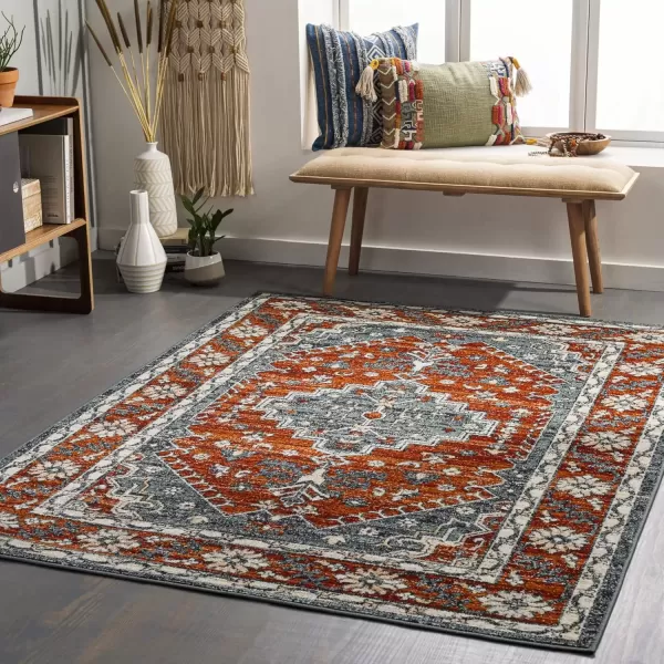 imageRedondo Beach Outdoor Boho Area Rug53quot x 7Light GreyBlueBurnt OrangeCharcoal