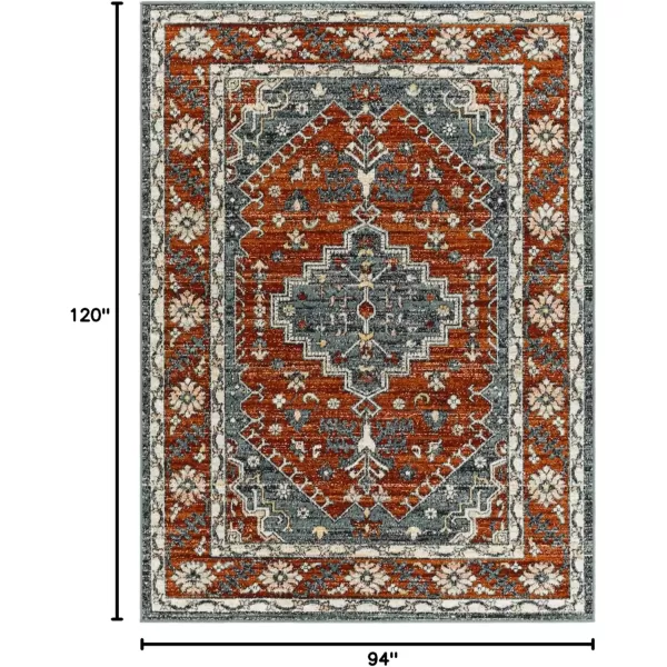 imageRedondo Beach Outdoor Boho Area Rug53quot x 7Light GreyBlueBurnt OrangeCharcoal