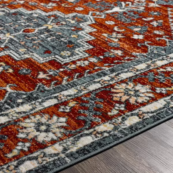 imageRedondo Beach Outdoor Boho Area Rug53quot x 7Light GreyBlueBurnt OrangeCharcoal