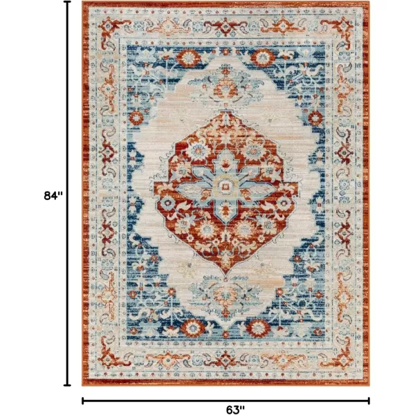 imageRedondo Beach Outdoor Boho Area Rug53quot x 7Light GreyBlueBurnt OrangeDenim