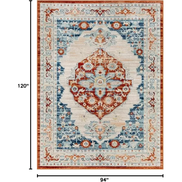 imageRedondo Beach Outdoor Boho Area Rug53quot x 7Light GreyBlueBurnt OrangeDenim