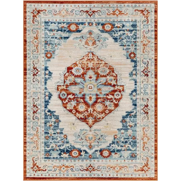 imageRedondo Beach Outdoor Boho Area Rug53quot x 7Light GreyBlueBurnt OrangeDenim