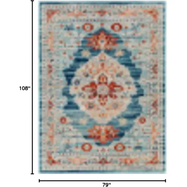 imageRedondo Beach Outdoor Boho Area Rug53quot x 7Light GreyBlueBurnt OrangeLight Blue