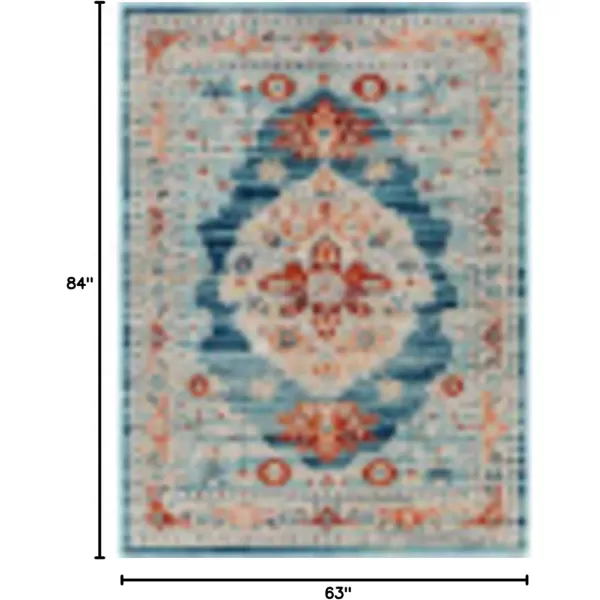 imageRedondo Beach Outdoor Boho Area Rug53quot x 7Light GreyBlueBurnt OrangeLight Blue