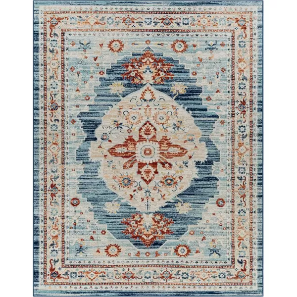 imageRedondo Beach Outdoor Boho Area Rug53quot x 7Light GreyBlueBurnt OrangeLight Blue