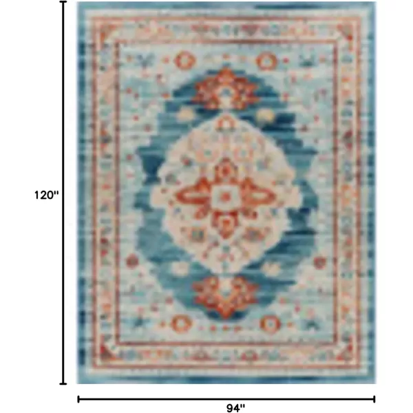 imageRedondo Beach Outdoor Boho Area Rug53quot x 7Light GreyBlueBurnt OrangeLight Blue