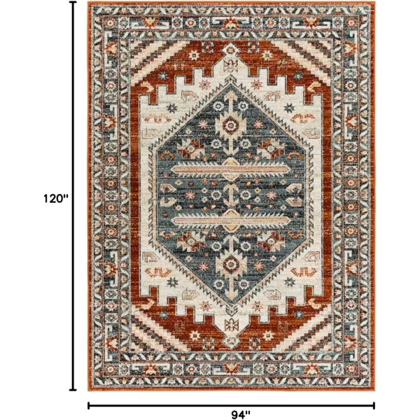 imageRedondo Beach Outdoor Boho Area Rug53quot x 7Light GreyBlueCharcoalBurnt Orange