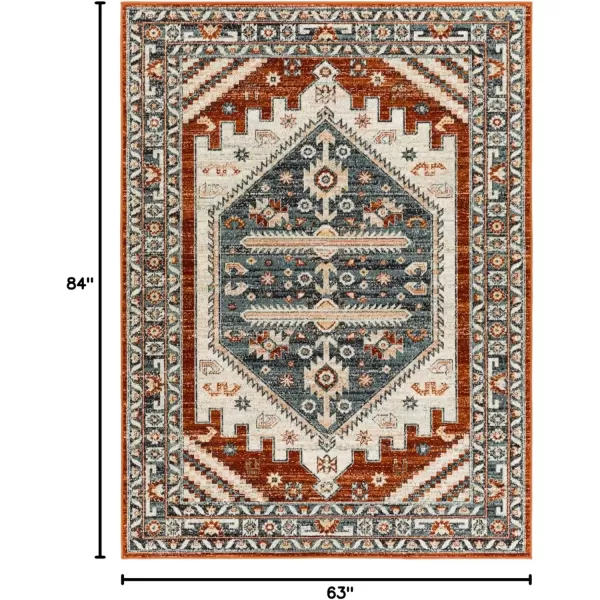 imageRedondo Beach Outdoor Boho Area Rug53quot x 7Light GreyBlueCharcoalBurnt Orange