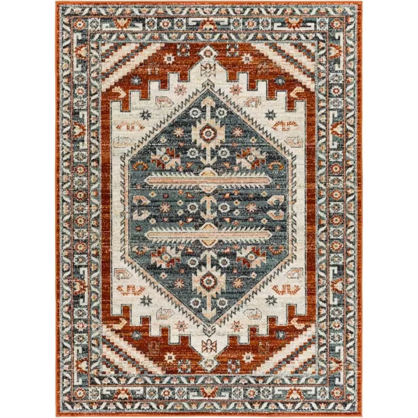 imageRedondo Beach Outdoor Boho Area Rug53quot x 7Light GreyBlueCharcoalBurnt Orange