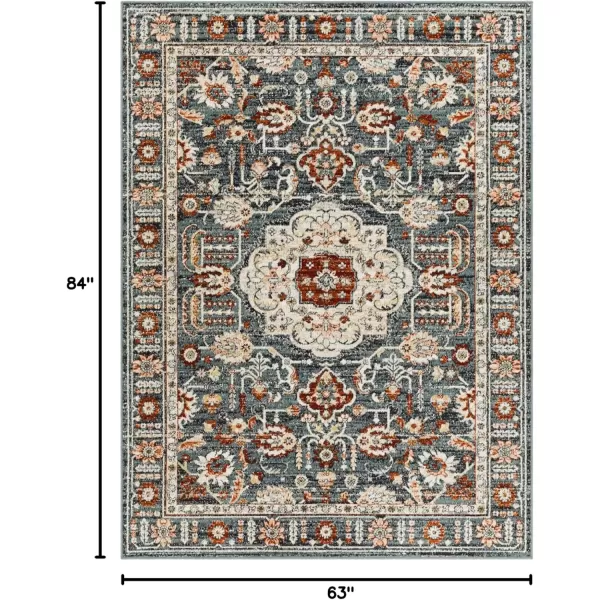 imageRedondo Beach Outdoor Boho Area Rug53quot x 7Light GreyBlueCharcoalOrange