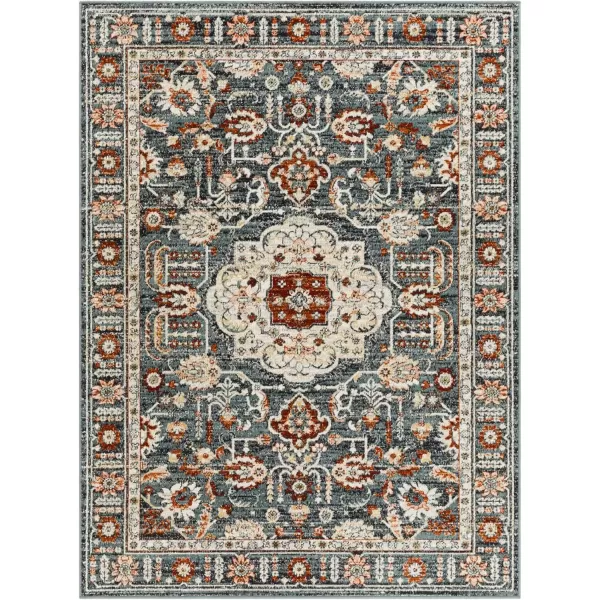 imageRedondo Beach Outdoor Boho Area Rug53quot x 7Light GreyBlueCharcoalOrange