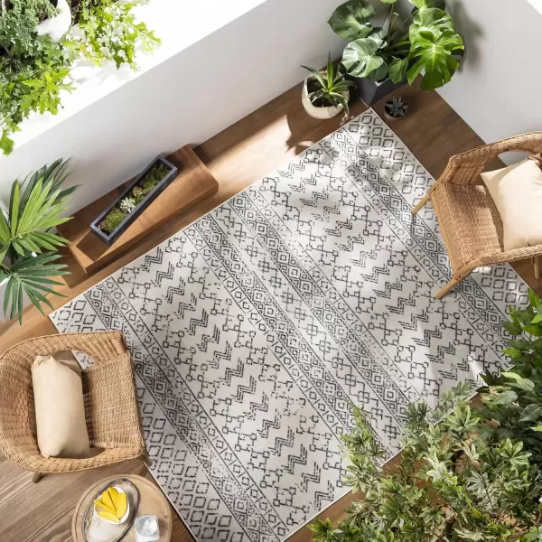 imageRedondo Beach Outdoor Boho Area Rug53quot x 7Light GreyBlueCreamCharcoal