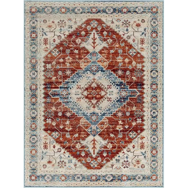 imageRedondo Beach Outdoor Boho Area Rug53quot x 7Light GreyBlueDark OrangeGrey