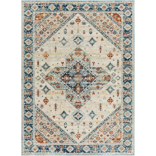 imageRedondo Beach Outdoor Boho Area Rug53quot x 7Light GreyBlueLight Grey  Blue