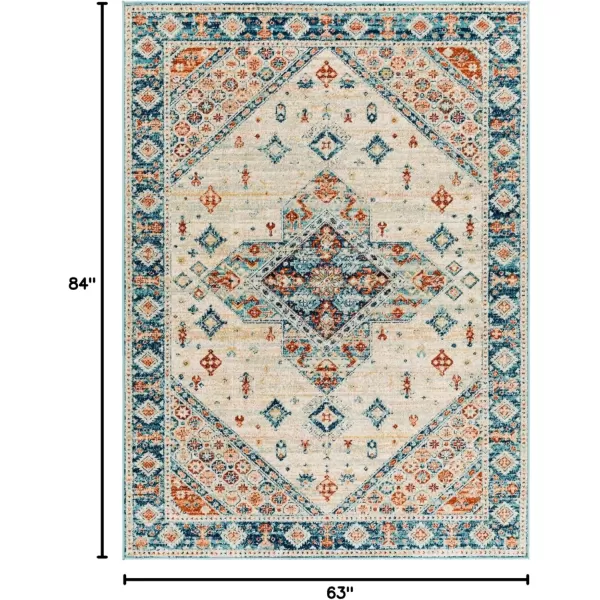 imageRedondo Beach Outdoor Boho Area Rug53quot x 7Light GreyBlueLight Grey  Blue