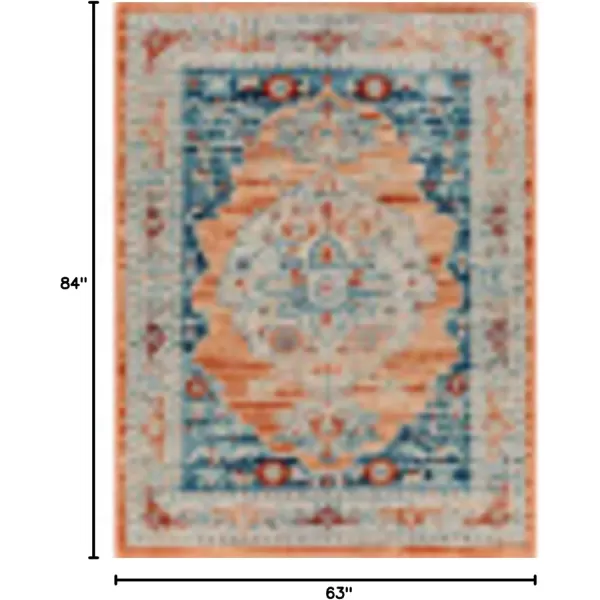 imageRedondo Beach Outdoor Boho Area Rug53quot x 7Light GreyBlueOrangeDark Blue