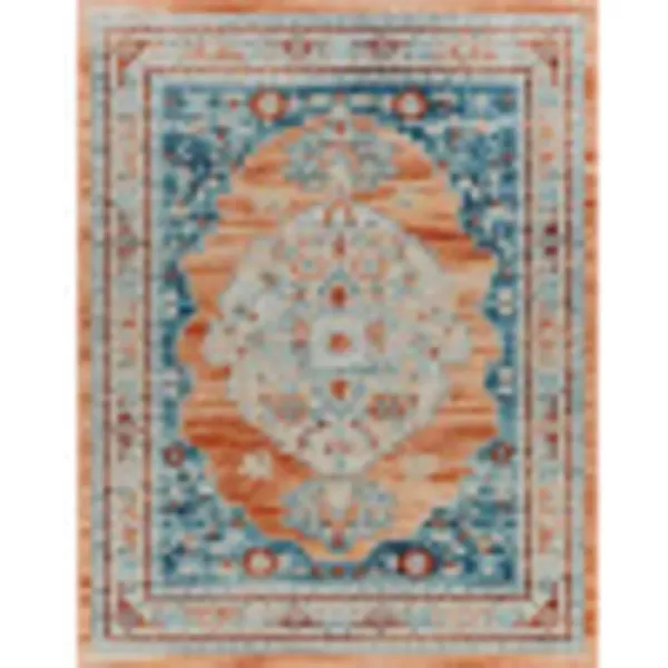 imageRedondo Beach Outdoor Boho Area Rug53quot x 7Light GreyBlueOrangeDark Blue