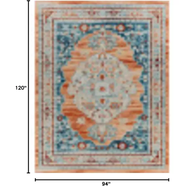 imageRedondo Beach Outdoor Boho Area Rug53quot x 7Light GreyBlueOrangeDark Blue