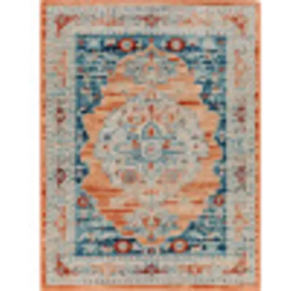 imageRedondo Beach Outdoor Boho Area Rug53quot x 7Light GreyBlueOrangeDark Blue