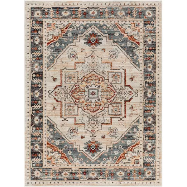 imageRedondo Beach Outdoor Boho Area Rug53quot x 7Light GreyBluePeachMedium Grey