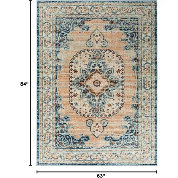 imageRedondo Beach Outdoor Boho Area Rug53quot x 7Light GreyBluePeachNavy