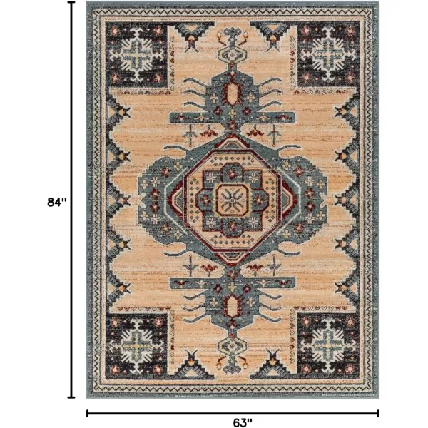 imageRedondo Beach Outdoor Boho Area Rug53quot x 7Light GreyBlueSlateCoral