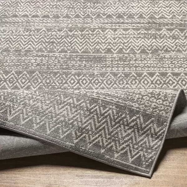 imageRedondo Beach Outdoor Boho Area Rug53quot x 7Light GreyBlueTaupe