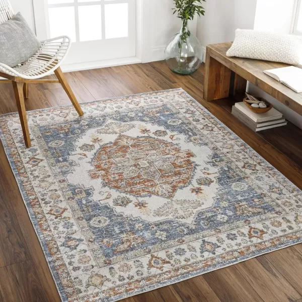 imageArtistic Weavers Lillian Washable Medallion Area Rug53quot x 7Blue7 x 53 Rectangular