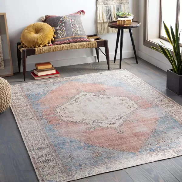 imageLivabliss Alicia Vintage Medallion Washable Area Rug53quot x 73quot OrangeDenim2 x 211