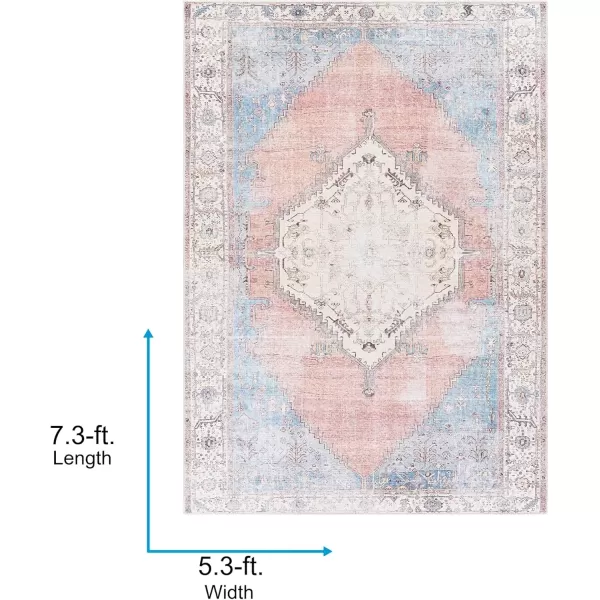 imageLivabliss Alicia Vintage Medallion Washable Area Rug53quot x 73quot OrangeDenim53 x 73