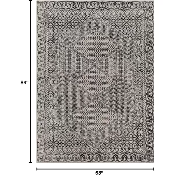 imageLivabliss Lavadora Global Washable Area Rug 53quot x 7 Light Gray 5 x 7Charcoal