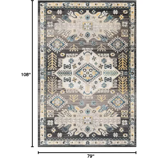 imageLivabliss Lavadora Vintage Washable Area Rug 53quot x 7 Black 5 x 79 x 67 Rectangular