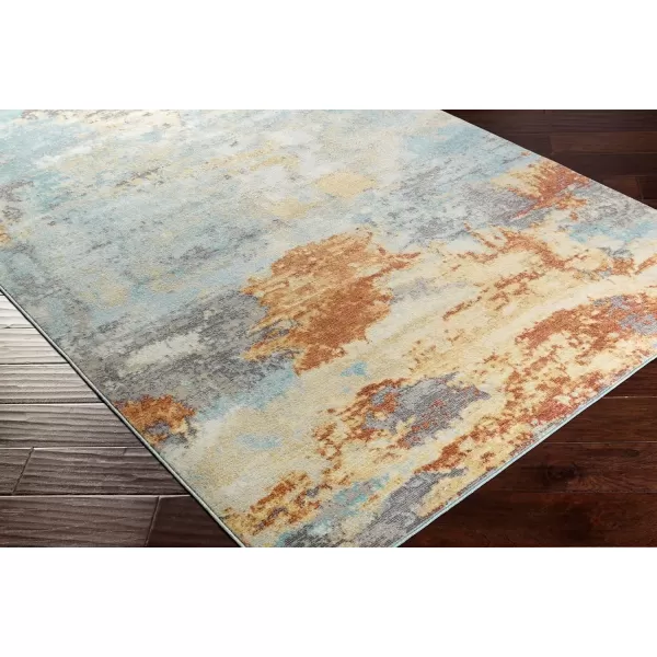 imageLivabliss Barbeau Modern Abstract Outdoor Area Rug53quot x 73quotBurnt OrangeAqua