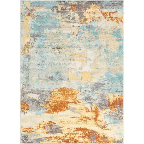 imageLivabliss Barbeau Modern Abstract Outdoor Area Rug53quot x 73quotBurnt OrangeAqua