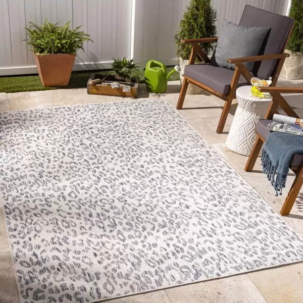 imageLivabliss Sawyer Outdoor Modern Area Rug 53quot x 7 CreamBlue