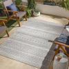 imageLivabliss Sawyer Moroccan Stripe Outdoor Area Rug53quot x 7 CreamLight Blue