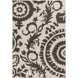 imageLivabliss Alysia Outdoor Damask Area Rug73quot SquareCreamGrayCream  Black