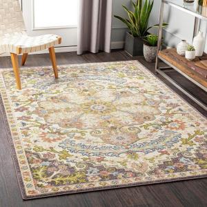 imageLivabliss Donte Floral Medallion Area Rug 53quot Square Terracotta